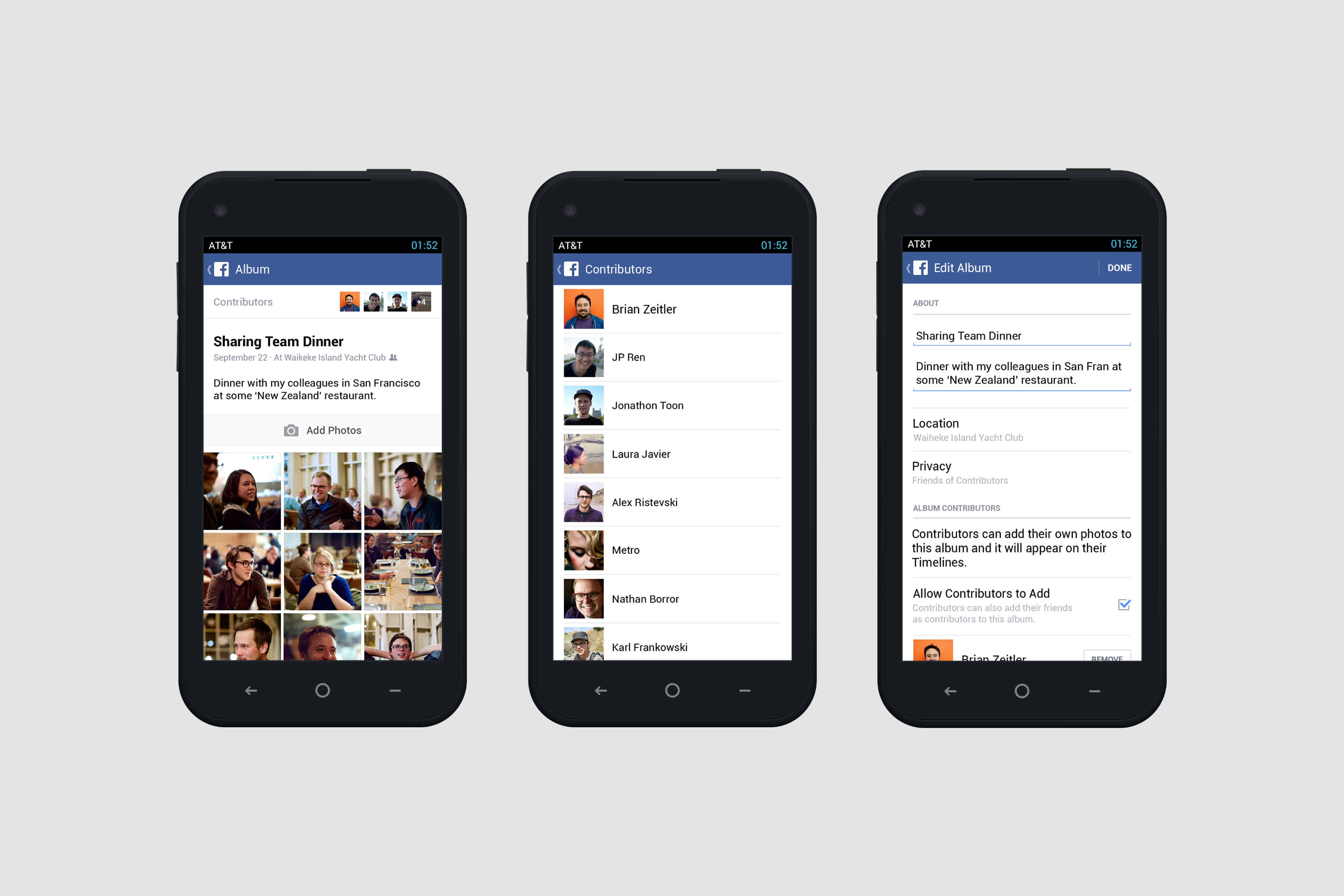 Collaborative photo sharing with granular privacy controls.